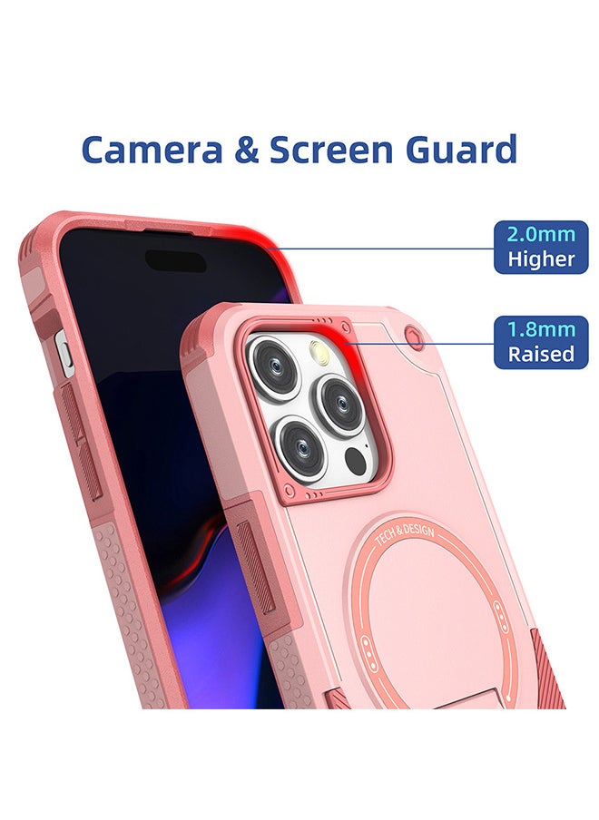 Depend - Case For iPhone15 Pro Max Case, Built-in Stand Compatible With MagSafe Military Grade Shockproof Vertical And Horizontal Kickstand Phone Case For iPhone 15 Pro Max - Pink - Image 1