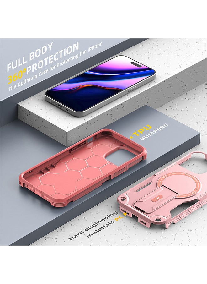 Depend - Case For iPhone15 Pro Max Case, Built-in Stand Compatible With MagSafe Military Grade Shockproof Vertical And Horizontal Kickstand Phone Case For iPhone 15 Pro Max - Pink - Image 1