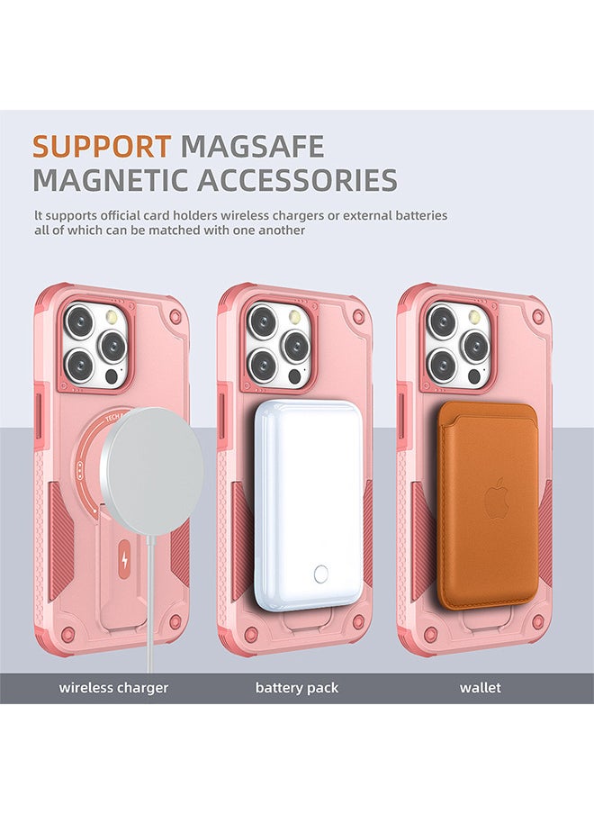 Depend - Case For iPhone15 Pro Max Case, Built-in Stand Compatible With MagSafe Military Grade Shockproof Vertical And Horizontal Kickstand Phone Case For iPhone 15 Pro Max - Pink - Image 1