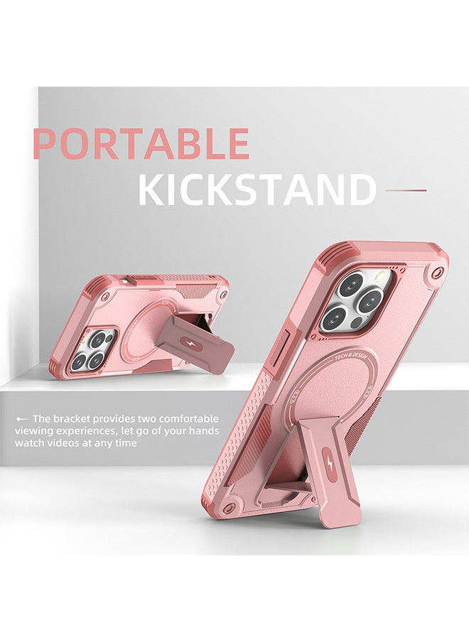 Depend - Case For iPhone15 Pro Max Case, Built-in Stand Compatible With MagSafe Military Grade Shockproof Vertical And Horizontal Kickstand Phone Case For iPhone 15 Pro Max - Pink - Image 1