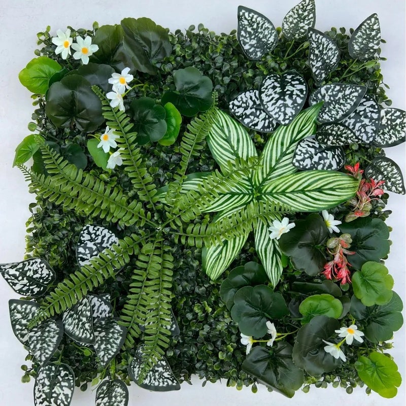 Y&D 3D Tropical Vertical Artificial Green Plant Panel Faux Flower Wall Decor, Realistic Landscaping Plants for Home Garden Backdrop - Image 1