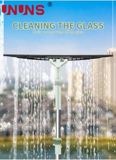 UNUNS Long Squeegee For Window Cleaner,3-in-1 Window Screen Cleaner Tool With Sturdy Stainless Steel Handle,Window Scrubber With 1 Microfiber Pad And 2 sizes Scraping Strips,For Patio Door Porch,Green  - Image 3