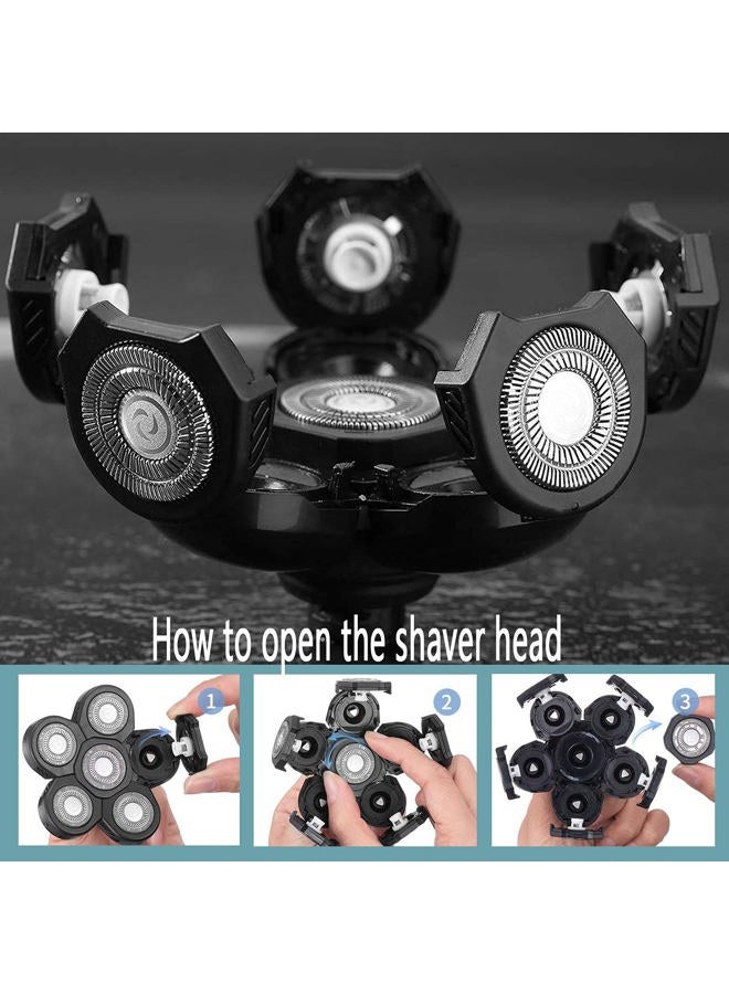 Roziapro Upgrade 6D Electric Shaver Replacement Head Freedom Head Shaver Replacement Blades Head Shavers for Bald Men Replaceable Head Waterproof Blades for Men Replacement Blade Head (Gray Pack2) - Image 4