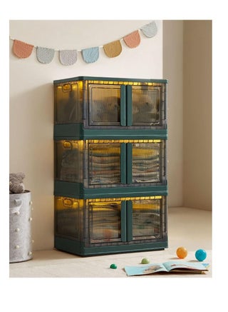 Foldable Storage Box Plastic Storage Organizer Box Multiuse Clear Stackable Storage Bins with Lids and Wheels (Green) - pzsku/Z860C9F0944B63CD0E418Z/45/_/1693359972/84f5945f-83cc-413a-8f86-6c5e9bea23eb