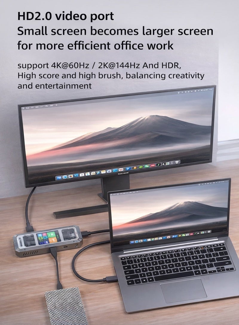 PIVA G71 USB-C 7-in-1 Smart Docking Station Multi-Function Hub with Built-in Display Screen, 4K HDMI, PD 100W Fast Charging, Gigabit Ethernet Adapter, USB 3.0 & Audio – Compatible with RedMagic, iPad, iPhone, Samsung & Laptops and PC - Image 4