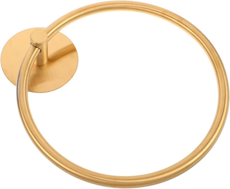 Zerodeko Stainless Steel Round Towel Ring Self-Adhesive No-Drill Towel Holder Gold Finish Bathroom Wall Mounted for Shower and Washroom - Image 1