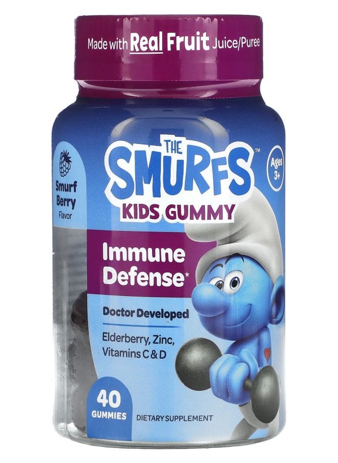 THE SMURFS - Kids Gummy Immune Defense Ages 3+ Smurf Berry 40 Gummies - Image 1