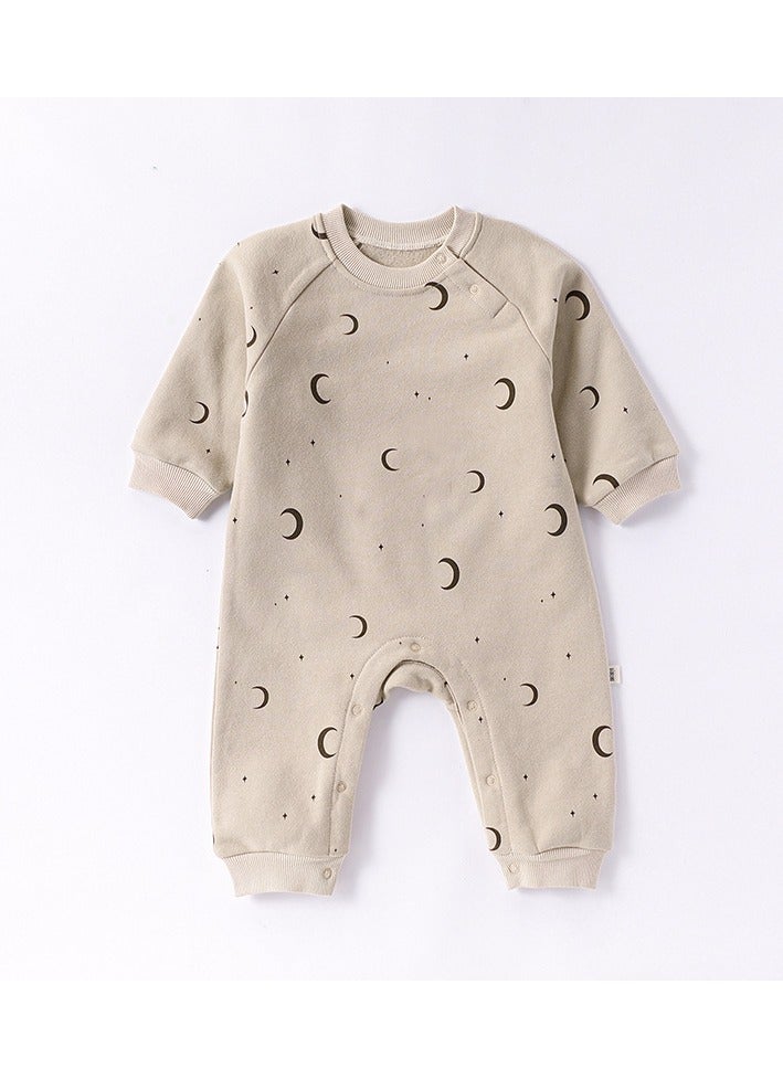 xozgdovg Baby onesie Autumn and winter cotton clothes baby Ha clothes crawling clothes foreign atmosphere going out clothes thin velvet rice apricot moon 