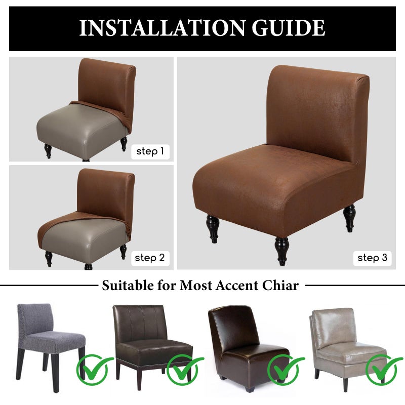 FUANGUI Armless Accent Chair Cover Slipcover, Stretch Spandex Chair Covers for Living Room Removable Washable for Armless Chair Furniture Protector - Image 5