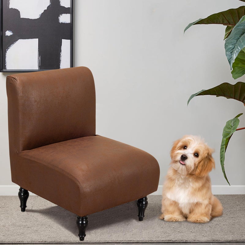 FUANGUI Armless Accent Chair Cover Slipcover, Stretch Spandex Chair Covers for Living Room Removable Washable for Armless Chair Furniture Protector - Image 2