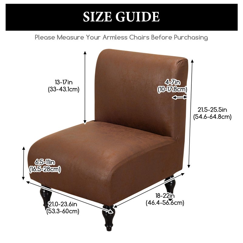 FUANGUI Armless Accent Chair Cover Slipcover, Stretch Spandex Chair Covers for Living Room Removable Washable for Armless Chair Furniture Protector - Image 3