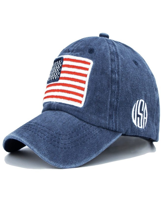 IZUS American Flag,Distressed Baseball Hat - Distressed Cotton-Blend Dad Hat Embroiderred for Adult (Navy) - Image 1