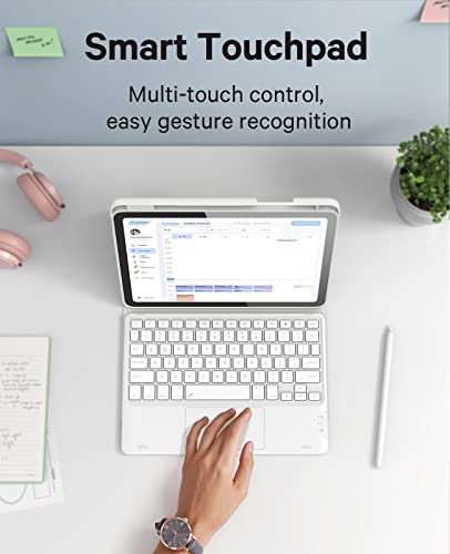 GreenLaw Keyboard Case for iPad 11th Generation(A16,2025) / 10th Generation(2022), Stain-Resistant Cover, 7 Color Backlit, Detachable Keyboard Case with Touchpad and Pencil Holder, White Smoke - Image 4