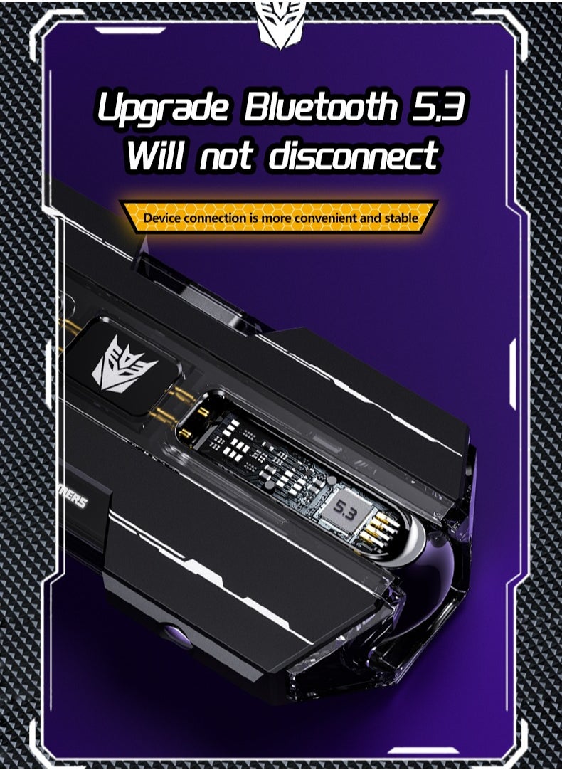 TRANSFORMERS - Transformers TF-T01 TWS Bluetooth Wireless Headset Low Latency Smart Touch Bluetooth 5.3 Shockwave Black - Image 1