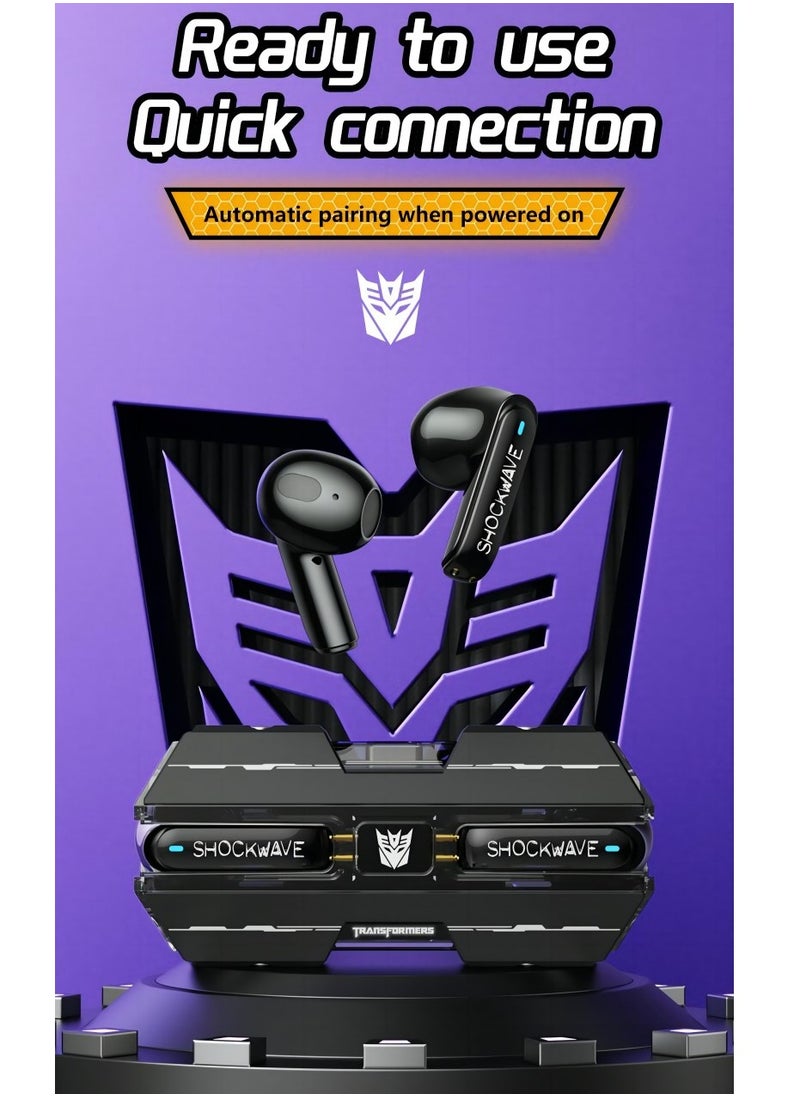 TRANSFORMERS - Transformers TF-T01 TWS Bluetooth Wireless Headset Low Latency Smart Touch Bluetooth 5.3 Shockwave Black - Image 1