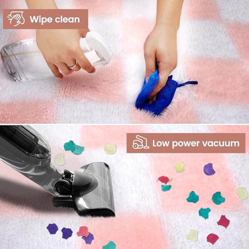 TOOHUB Super Soft Rug for Bedroom, 5x7 Ft Pink and White Area Rug Classic Checkered Shaggy Anti-Skid High Pile Soft Fluffy Rug Fuzzy Carpet for Living Room Bedroom Kids Room Nursery, Dorm Home Decor - Image 3