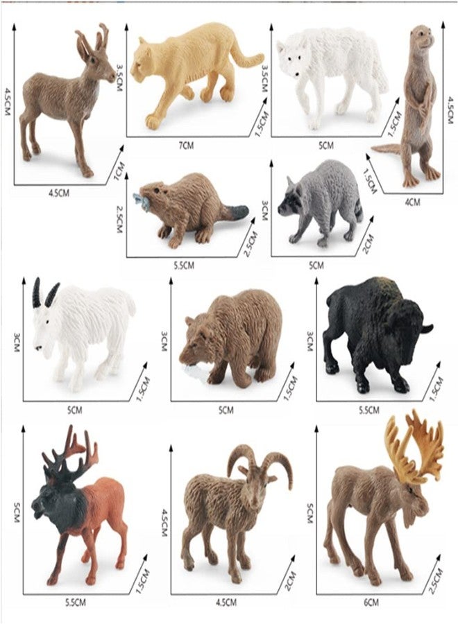 OUKEYI Mini Arctic Animals Toys Set 12PCS Polar Animal Figurines Toy PlaysetIncludes Moose, North American wild goat, elk, otter, beaver, pronghorn for ToddlersBirthdayGift - Image 3