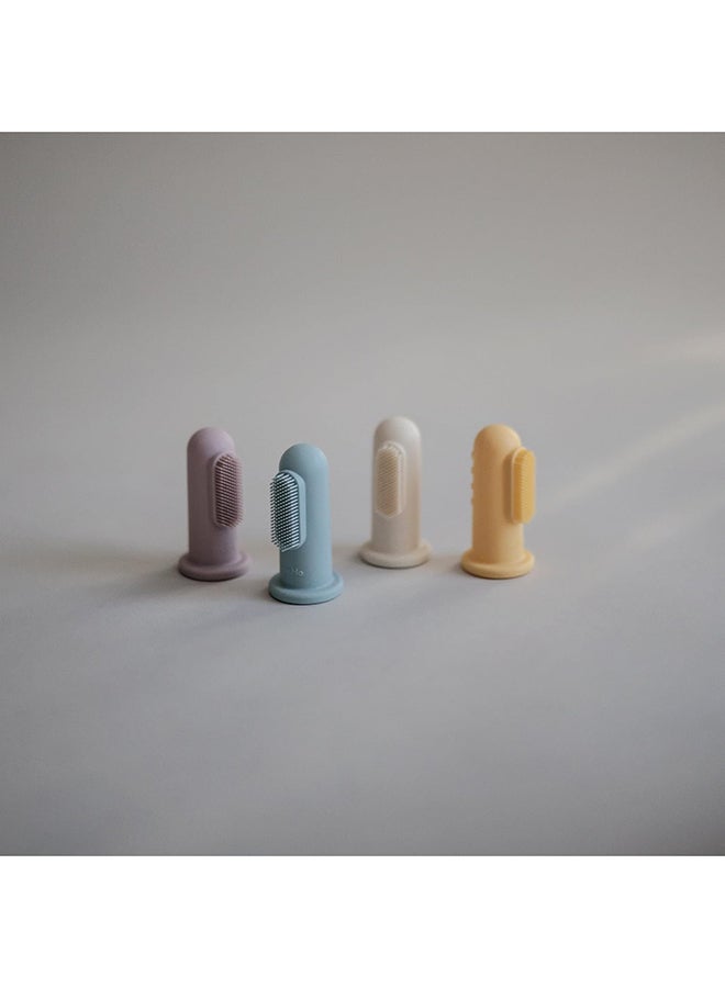 Mushie Finger Toothbrush Powder Blue/Pale Daffodil - Image 2