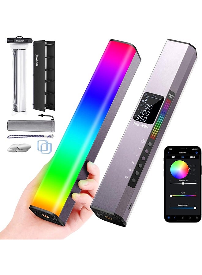 NEEWER RGB LED Video Light Stick, Touch Baru0026APP Control, Magnetic Handheld Photography Lighting Wand, Dimmable 3200K~5600K CRI98+ Full Color LED Light with 6400mAh Battery, 17 Scenes, RGB1 (Rose - Image 1