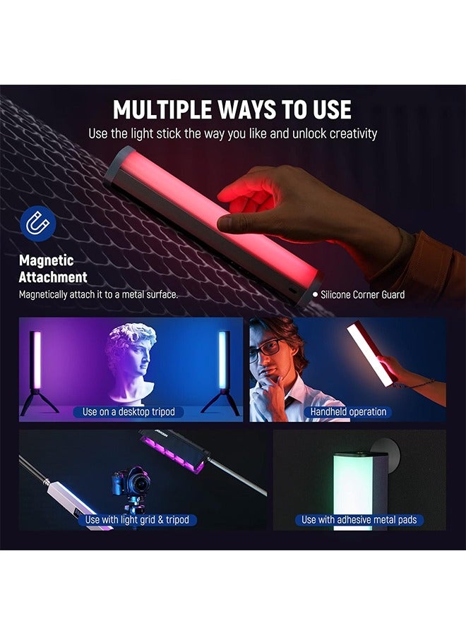 NEEWER RGB LED Video Light Stick, Touch Baru0026APP Control, Magnetic Handheld Photography Lighting Wand, Dimmable 3200K~5600K CRI98+ Full Color LED Light with 6400mAh Battery, 17 Scenes, RGB1 (Rose - Image 5