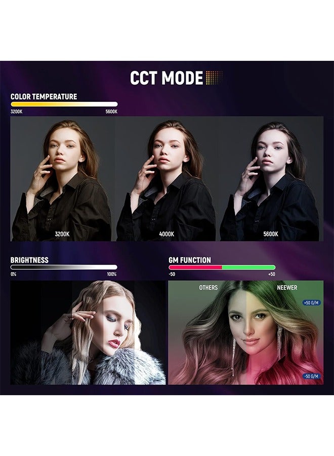 NEEWER RGB LED Video Light Stick, Touch Baru0026APP Control, Magnetic Handheld Photography Lighting Wand, Dimmable 3200K~5600K CRI98+ Full Color LED Light with 6400mAh Battery, 17 Scenes, RGB1 (Rose - Image 2