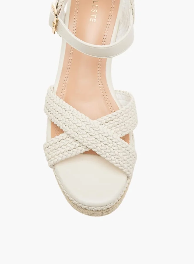 Celeste Women's Cross Strap Sandals with Buckle Closure and Wedge Heels