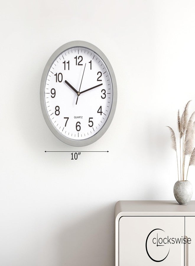 Clockswise 10in Wall Mounted Clock with Hidden Storage Door Stylish Safe for Valuables Featuring Secret Interior Compartment Diversion Box for Kitchen, Living Room Decor and Home Organization (Silver) - Image 2