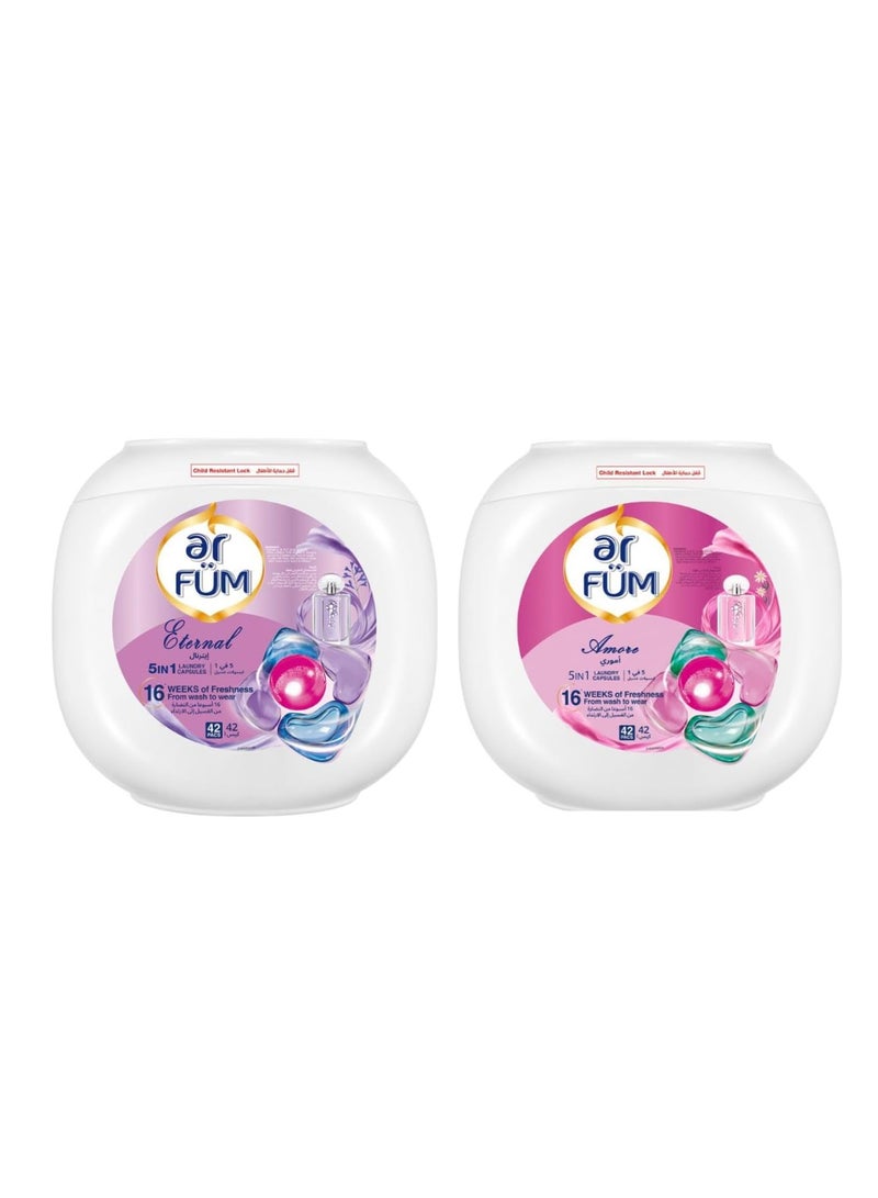 Ar Fum 5 In 1 Laundry Detergent Eternal And Amore 2 x 42 Pods