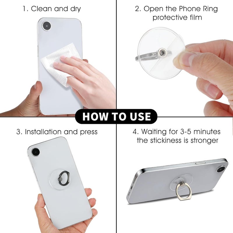 KolorFish Transparent Phone Ring Stand Holder Mobile Phone Ring Holder Finger Grip 360 Degree Rotation (Transparent Round) - Image 4