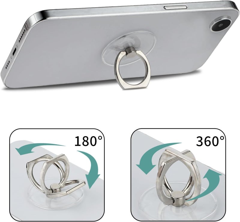 KolorFish Transparent Phone Ring Stand Holder Mobile Phone Ring Holder Finger Grip 360 Degree Rotation (Transparent Round) - Image 3