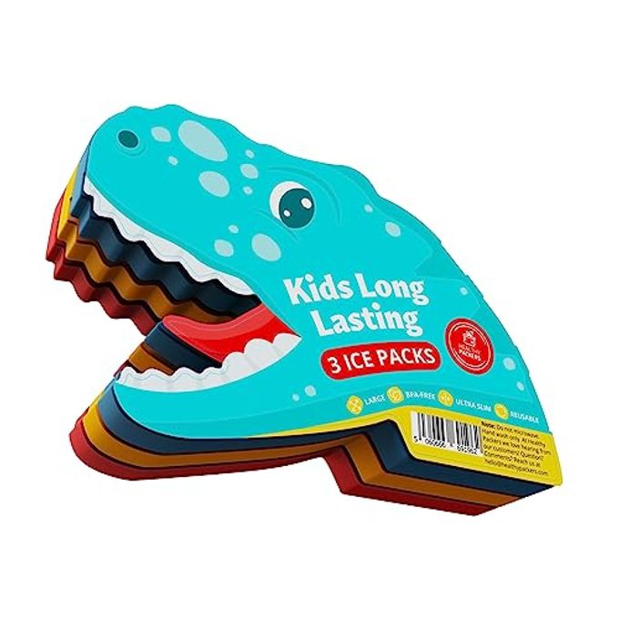 Healthy PackersÂ® Slim Reusable Ice Packs for Lunch Boxes Kids and Adultsâ€¯|â€¯Longâ€‘Lasting Thin Freezer Packs for Coolers, Bento Boxes, Lunch Bags, Travel, School Meals, and Mealâ€¯Prep (3-Pack | Dinosaur)