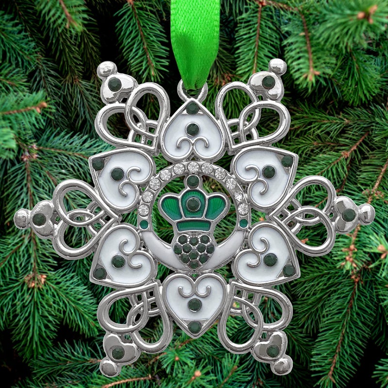 BANBERRY DESIGNS Irish Christmas Ornament - Claddagh - Irish Snowflake - Filigree Metal and Jewels - Irish Gift - Gift/Storage Bag Included Measures 3"" X 3"" - Image 5
