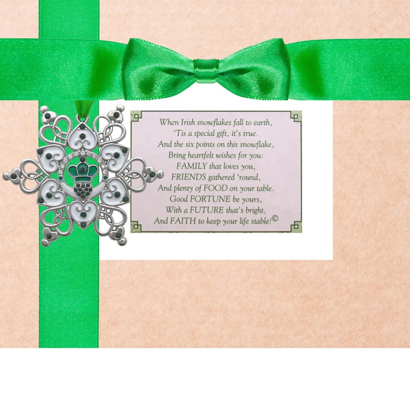 BANBERRY DESIGNS Irish Christmas Ornament - Claddagh - Irish Snowflake - Filigree Metal and Jewels - Irish Gift - Gift/Storage Bag Included Measures 3"" X 3"" - Image 4