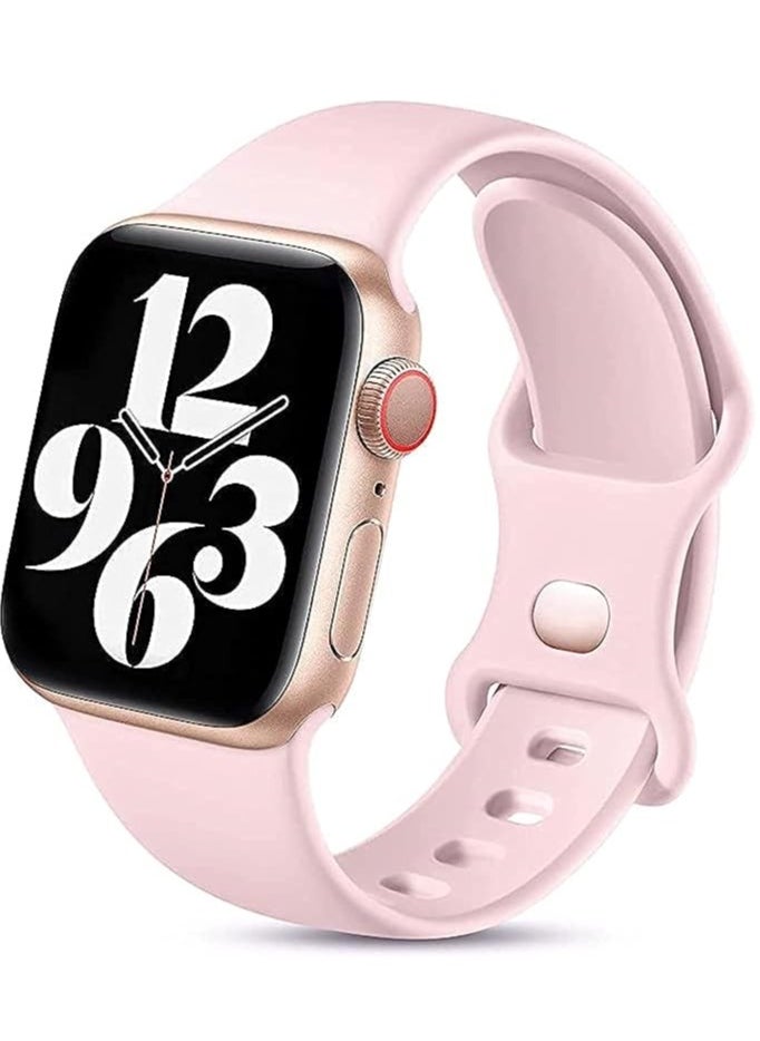 Generic - Sport Strap Compatible with Apple Watch Straps 42mm 44mm/45mm/49mm Breathable Silicone Double Hole Ring Snap Buckle Replacement Band for Women for iWatch Strap Series 8 7 6 5 4 3 - Image 1