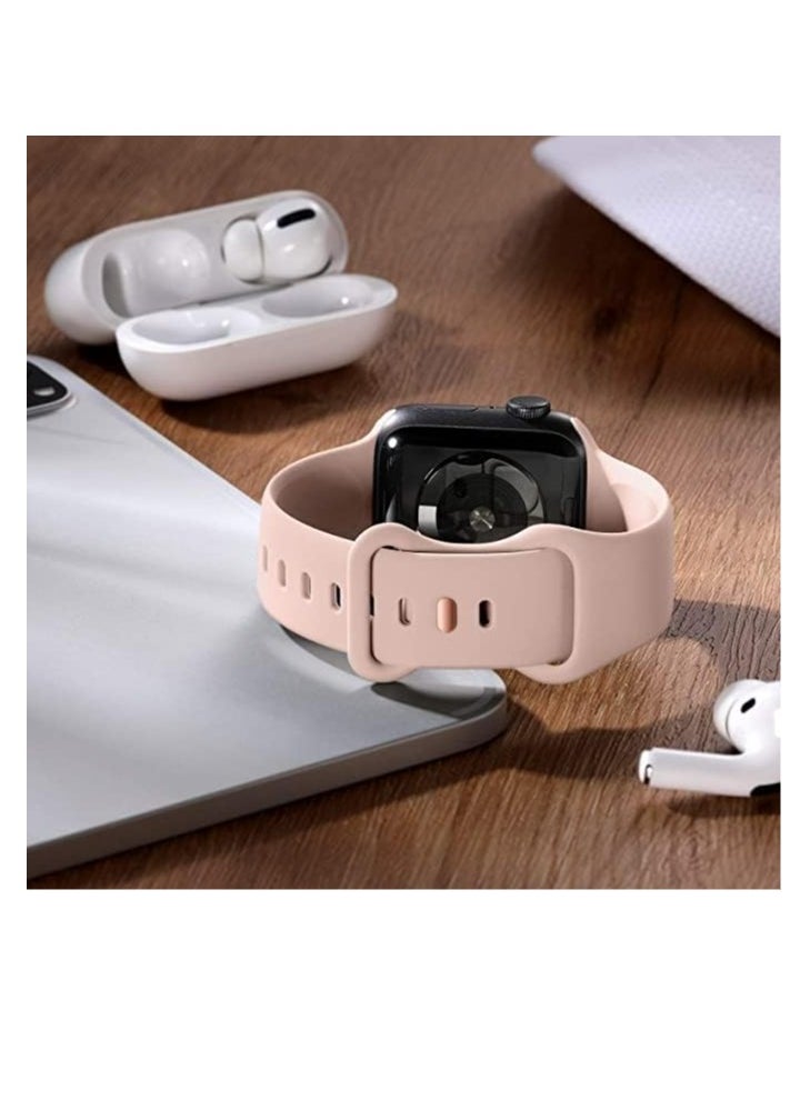 Generic - Sport Strap Compatible with Apple Watch Straps 42mm 44mm/45mm/49mm Breathable Silicone Double Hole Ring Snap Buckle Replacement Band for Women for iWatch Strap Series 8 7 6 5 4 3 - Image 1