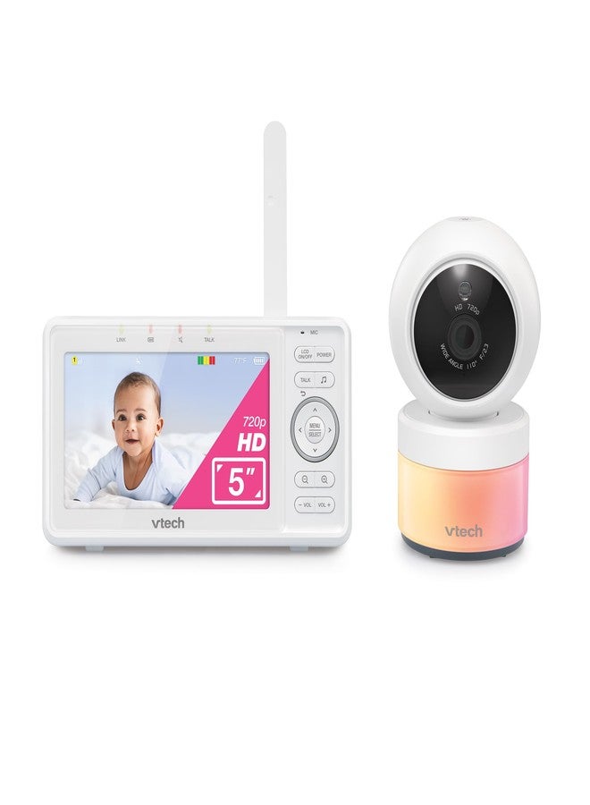 في تك جهاز مراقبة الأطفال بالفيديو VTech VM5263، شاشة LCD عالية الدقة 5 بوصة، إمكانية التحريك والإمالة والتكبير، لون أبيض - Image 1