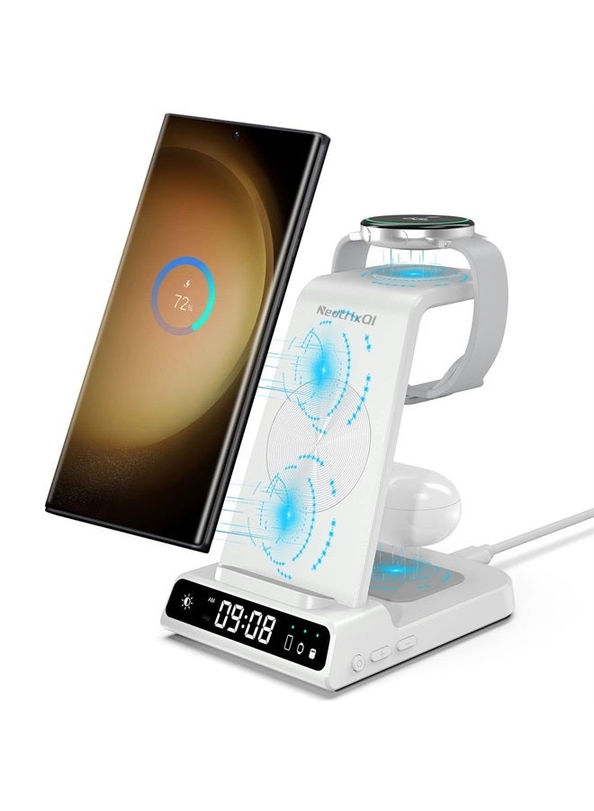 NeotrixQI Wireless Charger for Samsung Charging Station, 3 in 1 Android Phone Trio Multiple Devices Charger for Samsung S23 Ultra/Galaxy S22 Ultra/S21/Z Flip 5/Fold 5/Buds, Charger for Galaxy Watch 6/5 Pro/4/3 - Image 1