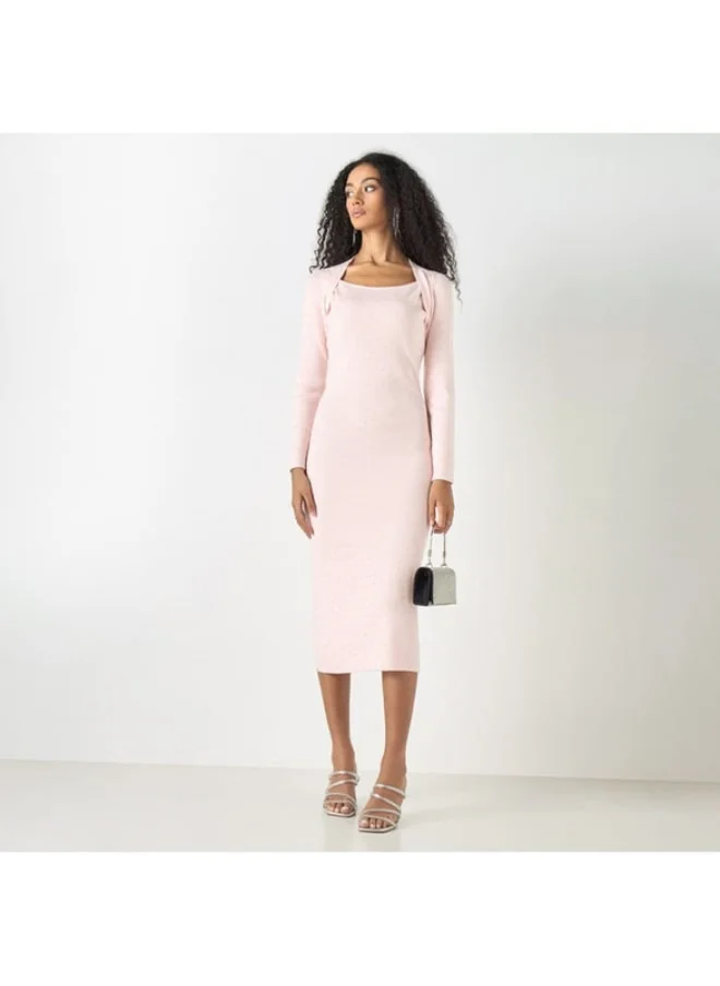 2Xtremz 2Xtremz Ribbed Bodycon Dress with Long Sleeves