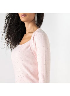 2Xtremz 2Xtremz Ribbed Bodycon Dress with Long Sleeves  - Image 1