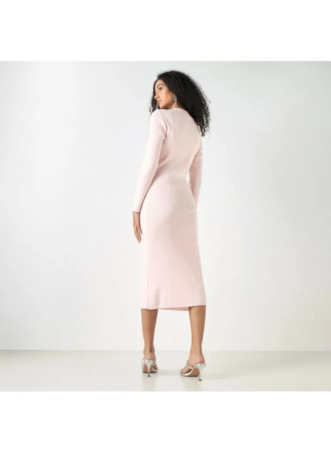 2Xtremz 2Xtremz Ribbed Bodycon Dress with Long Sleeves