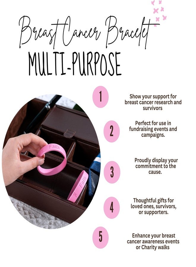 فوندريزينغ فور أ كوز سوار سيليكون وردي للتوعية بسرطان الثدي - سوار للناجيات - سوار معصم مطاطي وردي للتوعية بالسرطان - Image 4