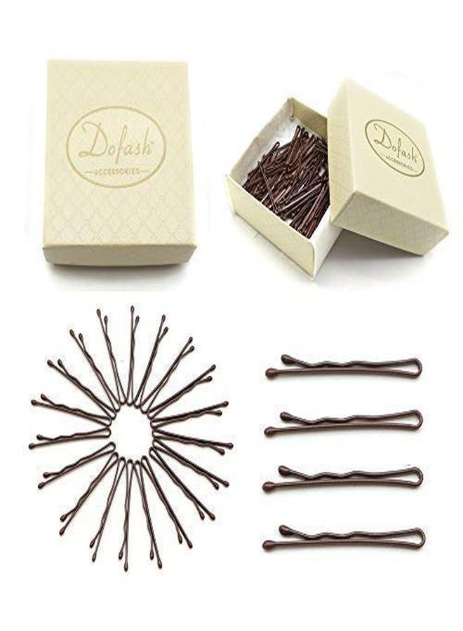 دوفاش مجموعة دوفاش من 100 قطعة من دبابيس الشعر البنية، مشابك شعر فولاذية، 3.5 سم/1.38 بوصة، إكسسوارات شعر مع علبة هدايا للبنات (بني) - Image 1