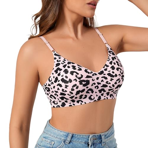 DEANGELMON 4 Pieces V Neck Bralettes Padded Seamless Adjustable Straps Bra Everyday Basic Sleeping Bras (4P7,M) - Image 3