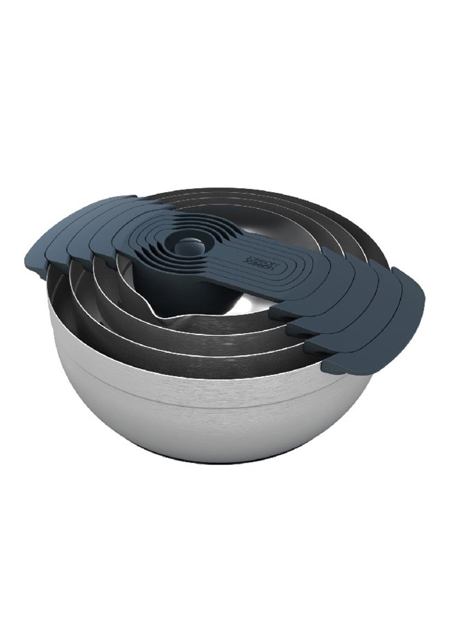 Joseph Joseph 9-Piece Stainless Steel Compact Nesting Mixing Bowl Set Silver and Black 16 x 32.5 x 26.5 cm 95032 - Image 1