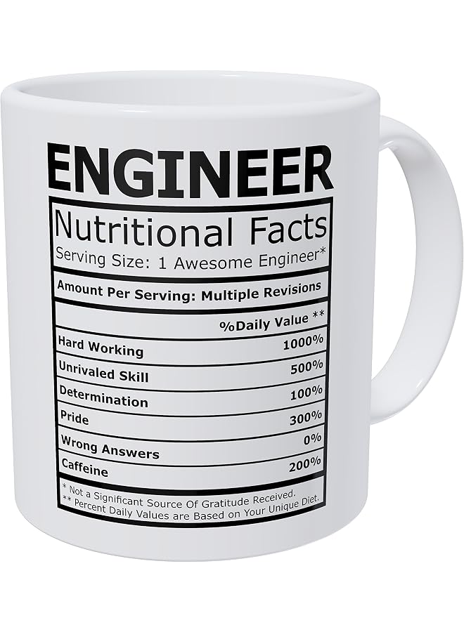 Engineer Nutritional Facts Funny Coffee Mug 11 Ounces Inspirational And Motivational