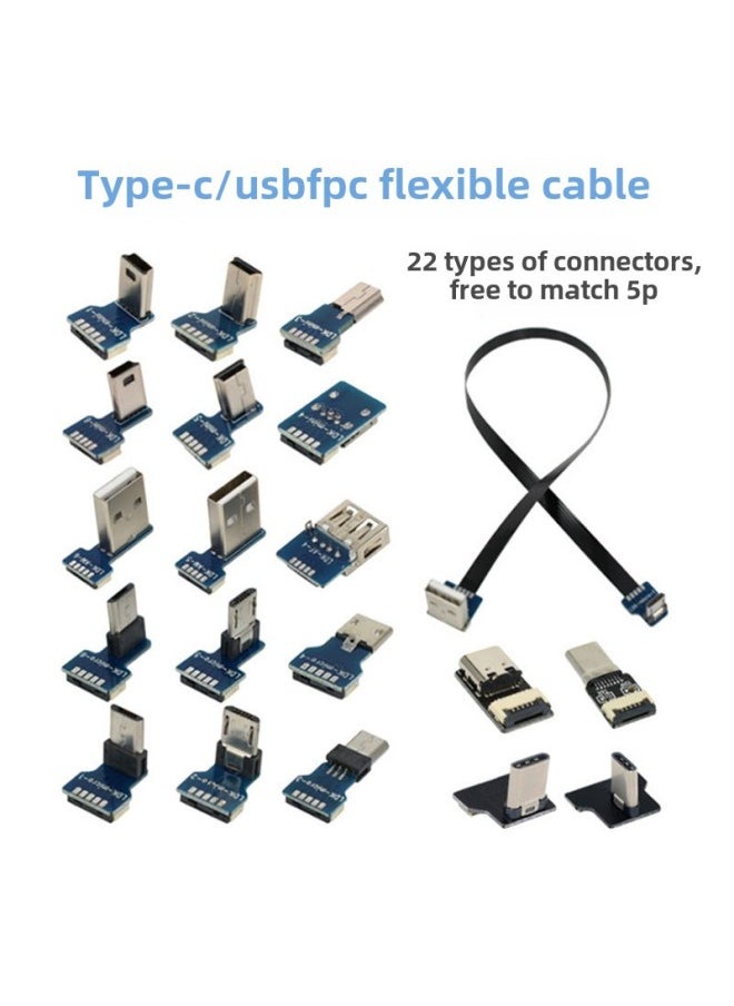 Generic - LDK Ultra-thin Micro USB Flat Flexible Cable FPC Raspberry Pi PTZ Data Transfer USB Male Type-c-Color:Flexible Cable 100cm - Image 1