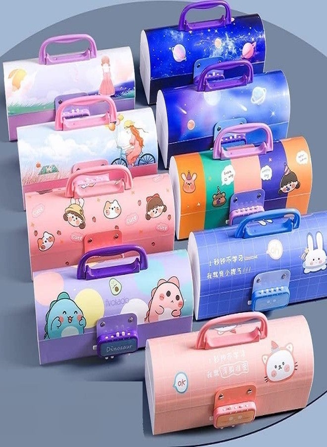 Parshya Pen & Pencil Box-Suitcase Style Password Lock Pencil Case,Multi-Layer Pencil Box for Kids, Boys, Girls, Stationary Organizer Case for Kids, (Unicorn -Pink) - Image 2