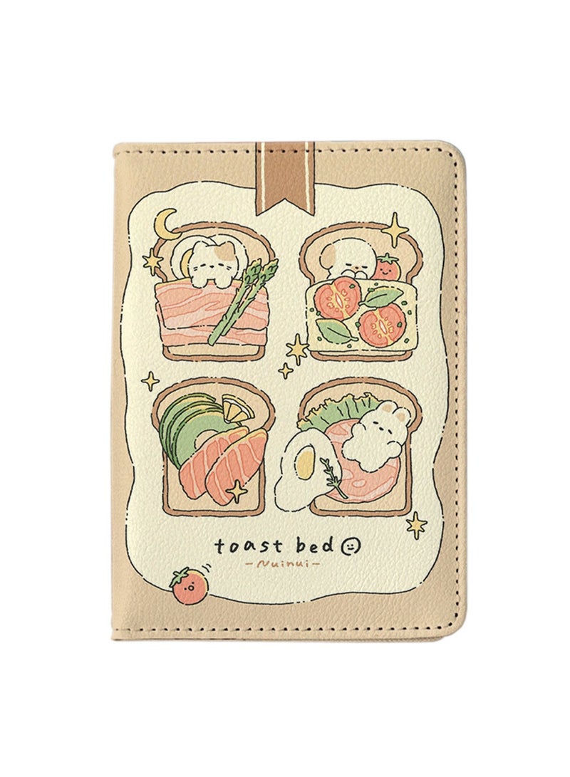 Cartoon Bread Passport Holder Multi-Function Card Holder Passport Protection Cover, Id Card Holder Boys And Girls Pu Leather Travel Id Card Holder, Travel Accessories - Image 1