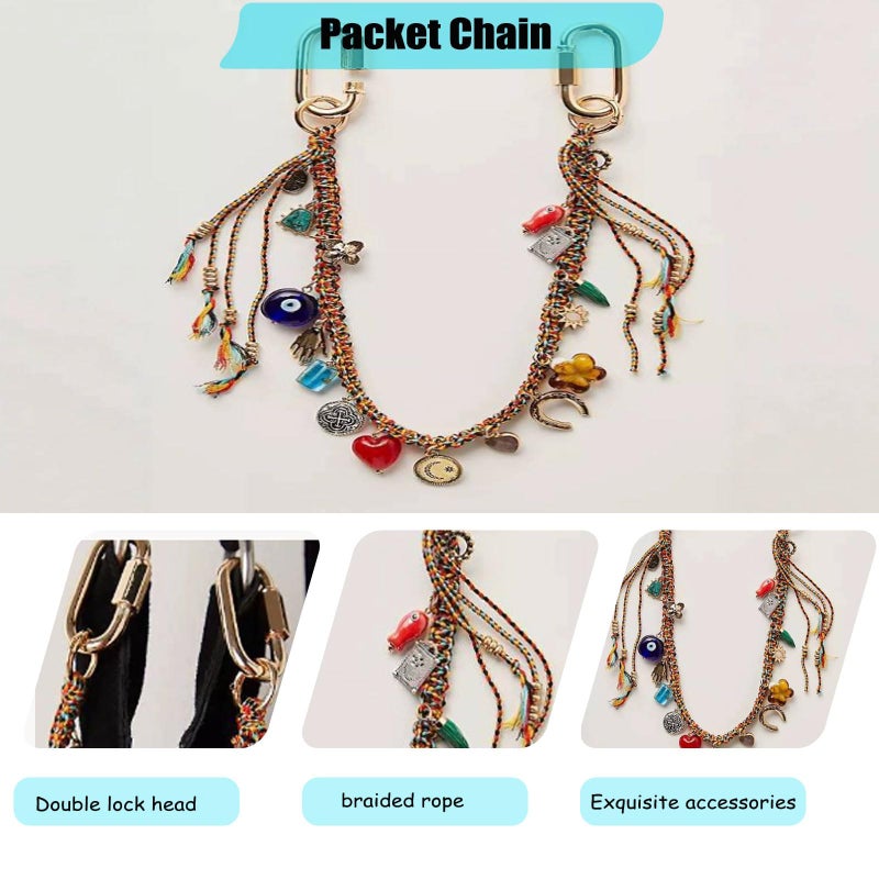 LSBDJDL Chain Beaded Rope Braided Keychain for Handbag Purse Backpack Accessories for Bag Purse Accessories for Women - Image 5