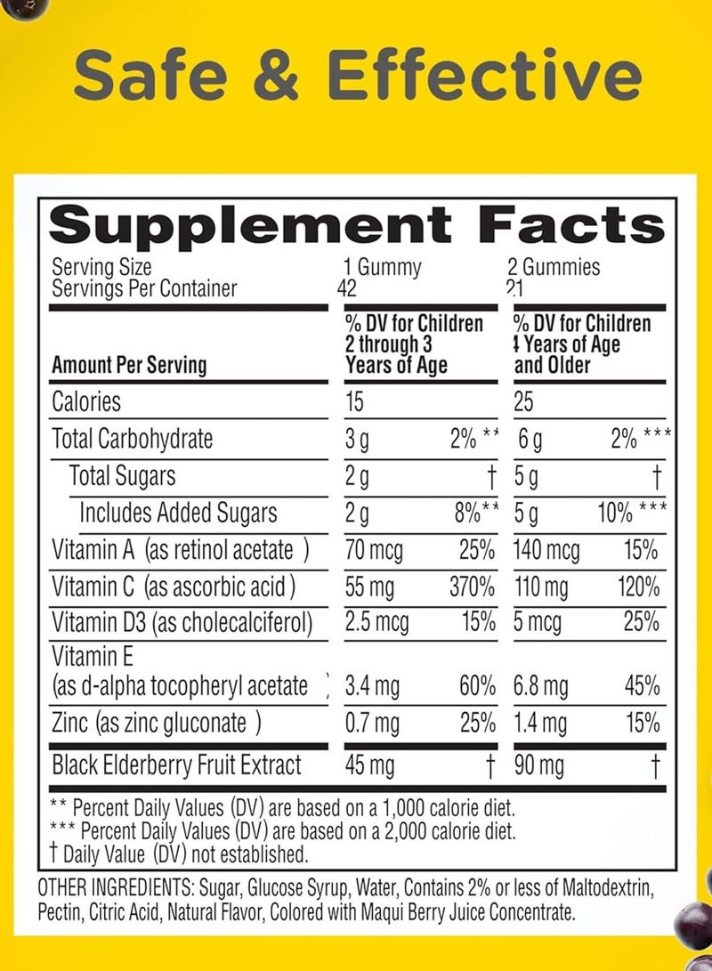 Zarbee's Children's Daily Immune Support with Real Elderberry & Natural Berry Flavor, 42 Gummies - Image 2